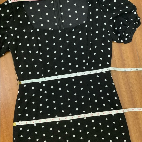 Forever 21 Black and White Polka Dot Midi Dress Size Small Square Neck - Picture 5 of 6